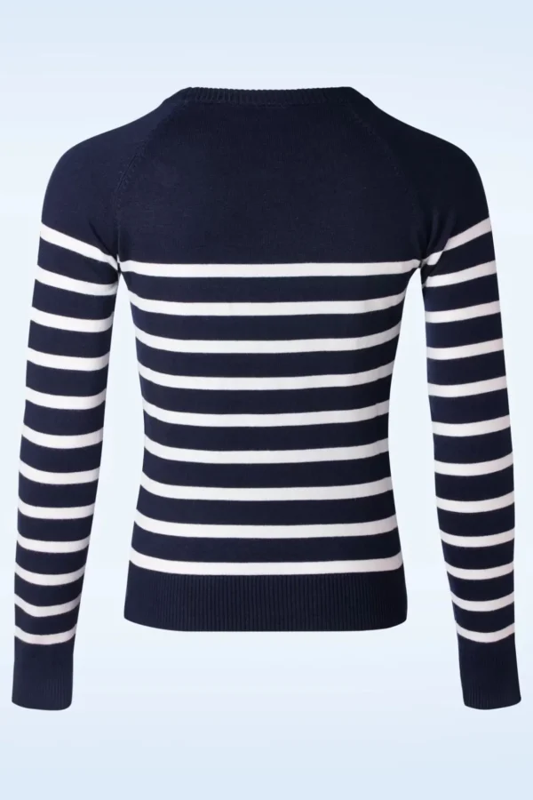 Nautical Stripe Sweater In Marineblauw-Vixen Cheap