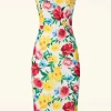 Nori Floral Pencil Jurk In Wit-Vintage Chic for Topvintage Flash Sale