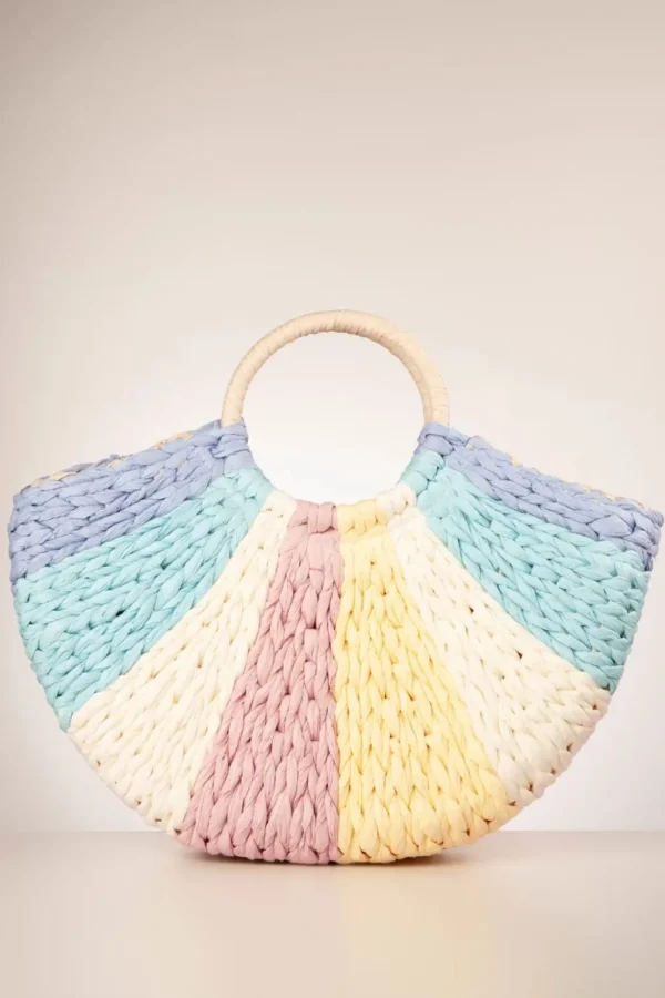 Orleans Geweven Rotan Tas In Pastel-Amici Flash Sale