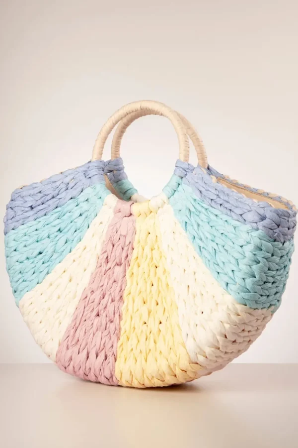 Orleans Geweven Rotan Tas In Pastel-Amici Flash Sale