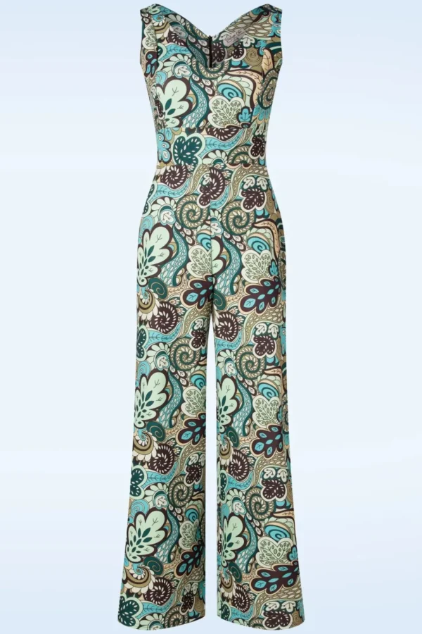 Paisley Jumpsuit In Groen En Bruin-Vintage Chic for Topvintage Best Sale