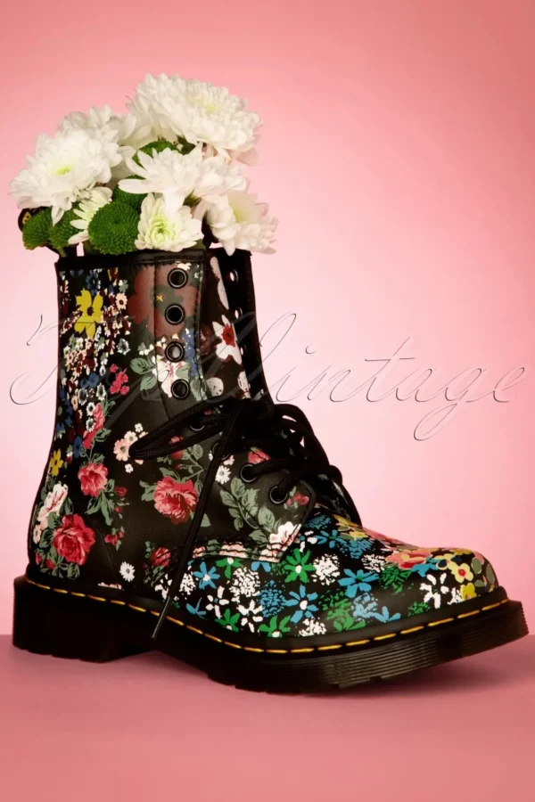 1460 Pascal Floral Mash Up Backhand Laarzen In Zwart-Dr. Martens Fashion