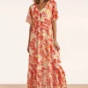 Patricia Floral Maxi Jurk In Oranje-Smashed Lemon Shop