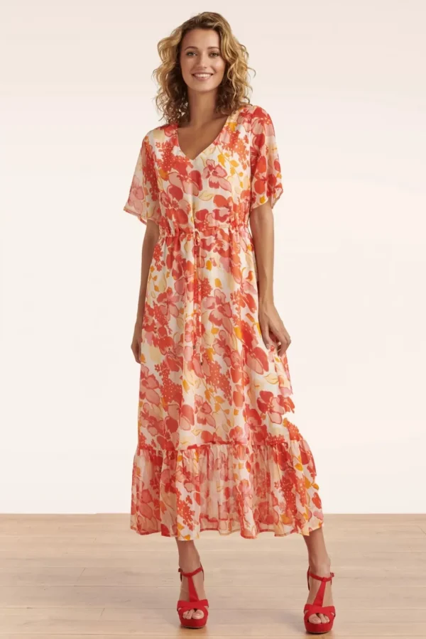 Patricia Floral Maxi Jurk In Oranje-Smashed Lemon Shop