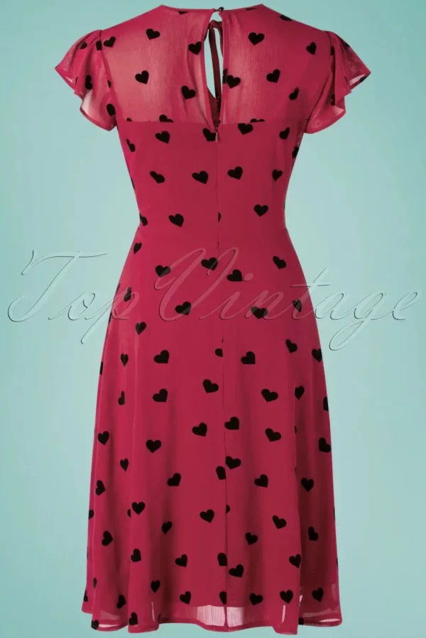 Peppa Chiffon Hearts Tea Jurk In Frambozenrood-Vixen Shop