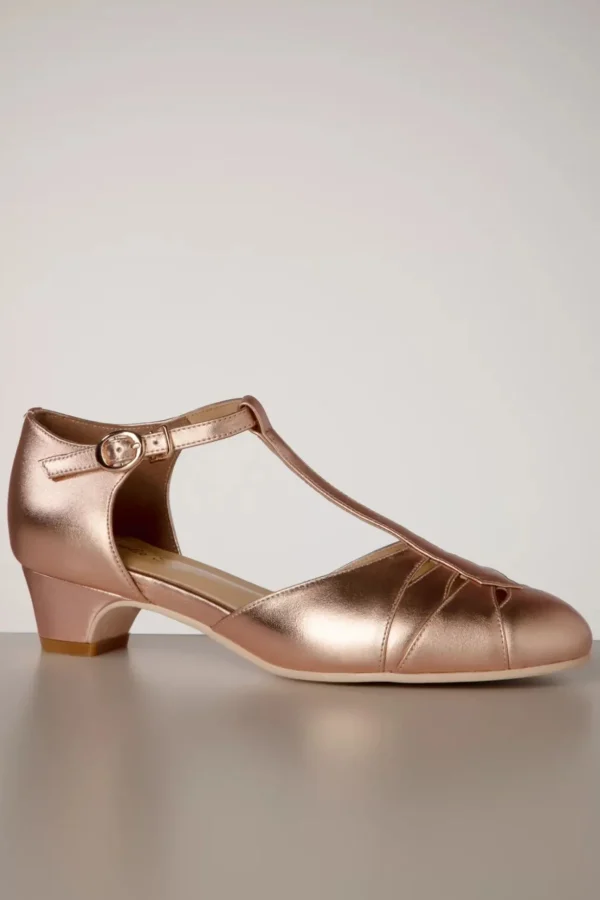 Petit Monaco T-Strap Pumps In Rose Goud-Charlie Stone Store