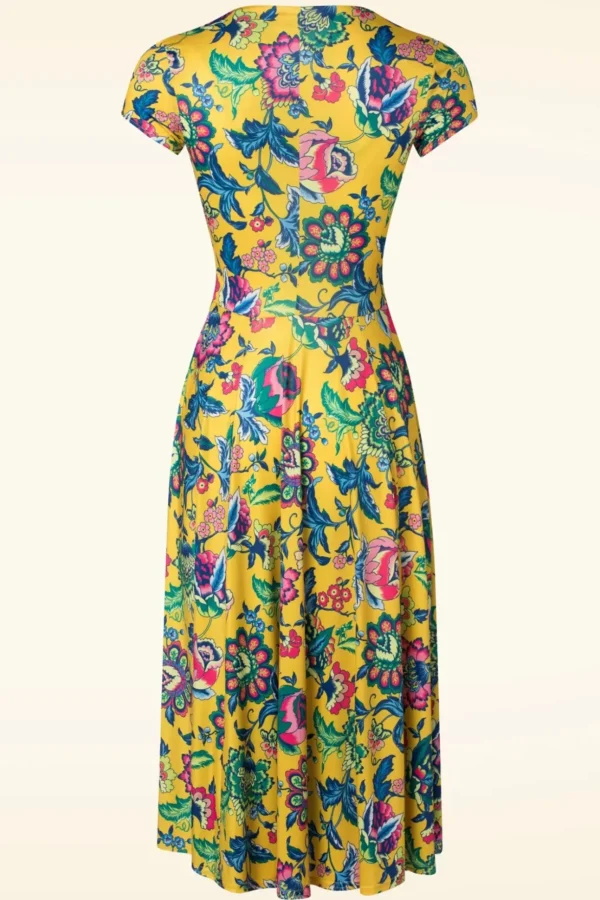 Petty Floral Swing Jurk In Geel-Vintage Chic for Topvintage Clearance