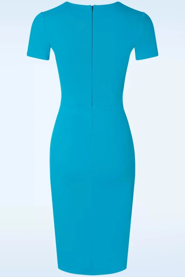 Rachel Pencil Jurk In Aqua Blauw-Vintage Chic for Topvintage Best Sale