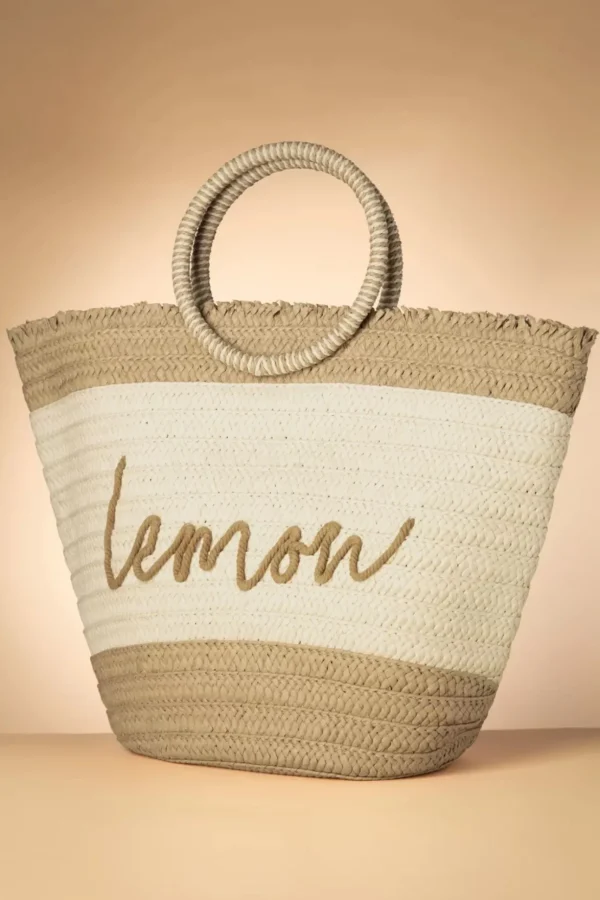 Raffia Boho Draagtas In Zand-Smashed Lemon Hot