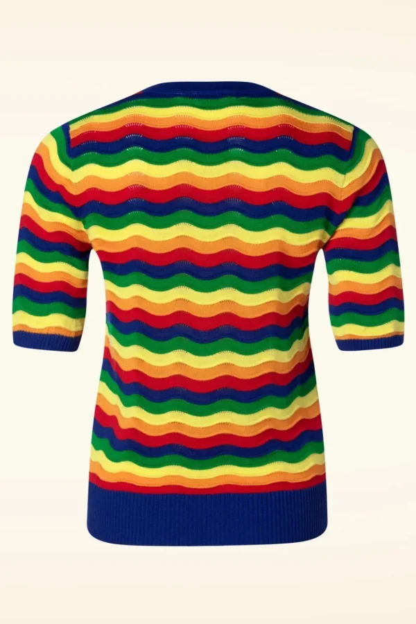 Rainbow Waves Jumper In Multi-Banned Retro Hot