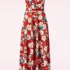 Rinda Bloemen Maxi Jurk In Warm Rood-Vintage Chic for Topvintage Fashion