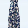 Rinda Floral Maxi Jurk In Marineblauw-Vintage Chic for Topvintage Cheap