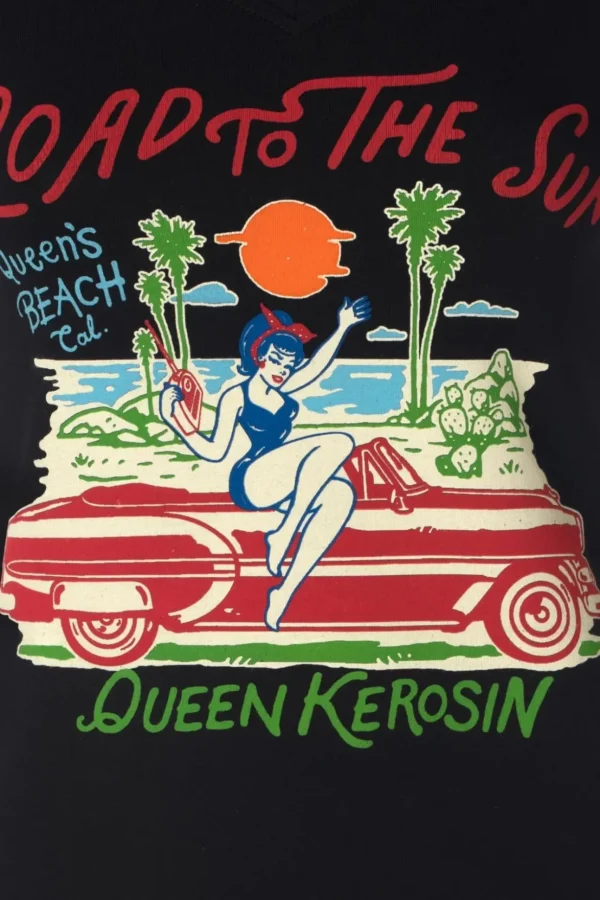 Road To The Sun T-Shirt In Zwart-Queen Kerosin Outlet