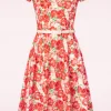 Ronanda Floral Swing Jurk In Wit En Rood-Vintage Chic for Topvintage Fashion