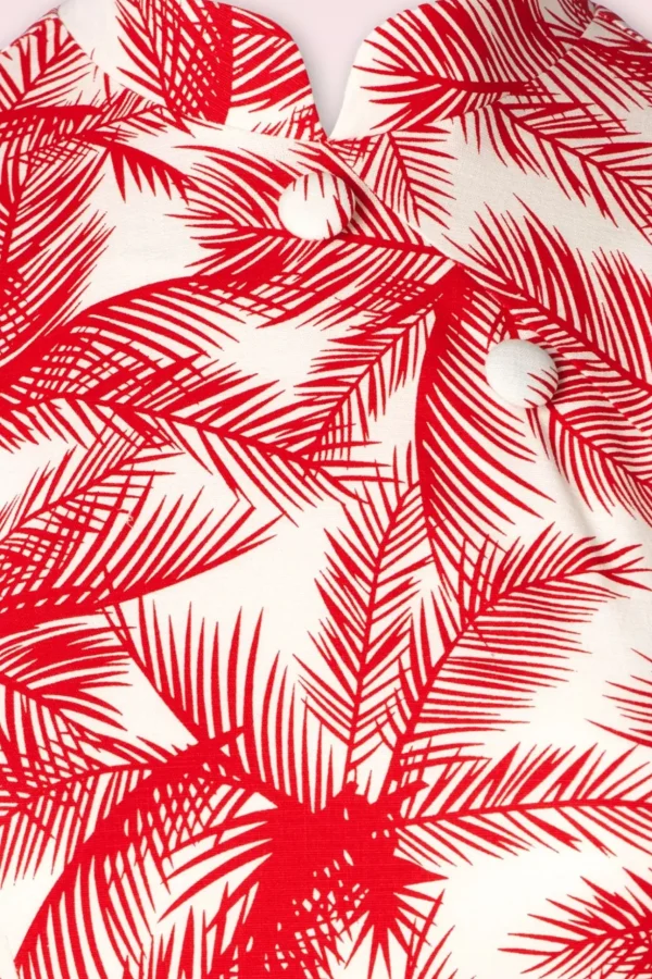 Ruby Palm Pencil Jurk In Wit En Rood-Zoe Vine Sale