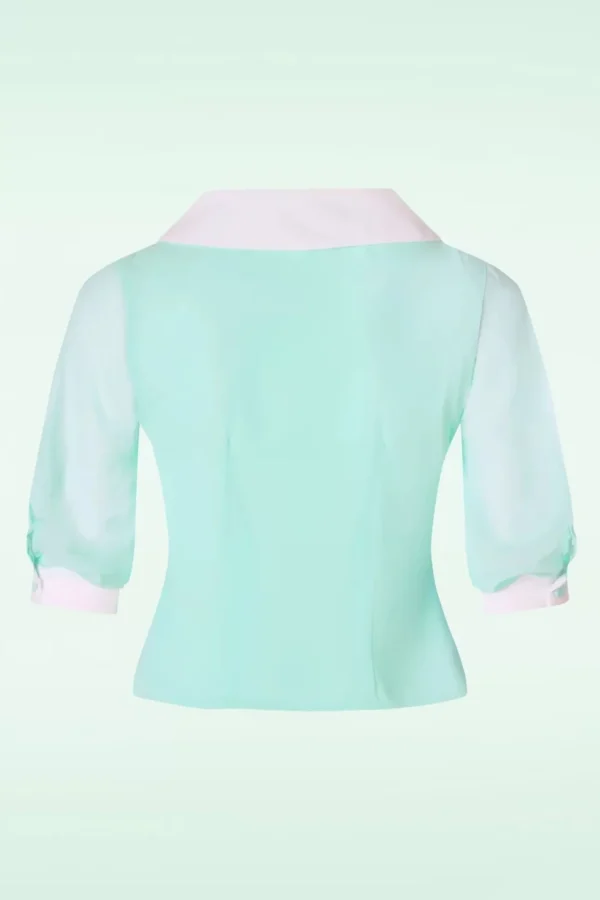 Sacha Mai Sheer Organza Blouse In Mint-Miss Candyfloss Hot