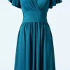 Sadie Slinky Swing Jurk In Teal-Vintage Chic for Topvintage Fashion