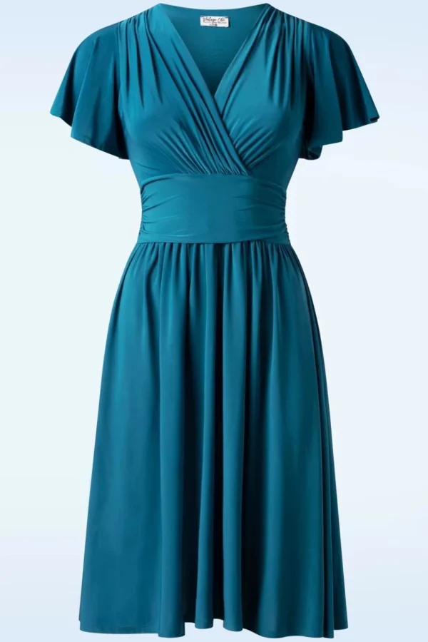 Sadie Slinky Swing Jurk In Teal-Vintage Chic for Topvintage Fashion