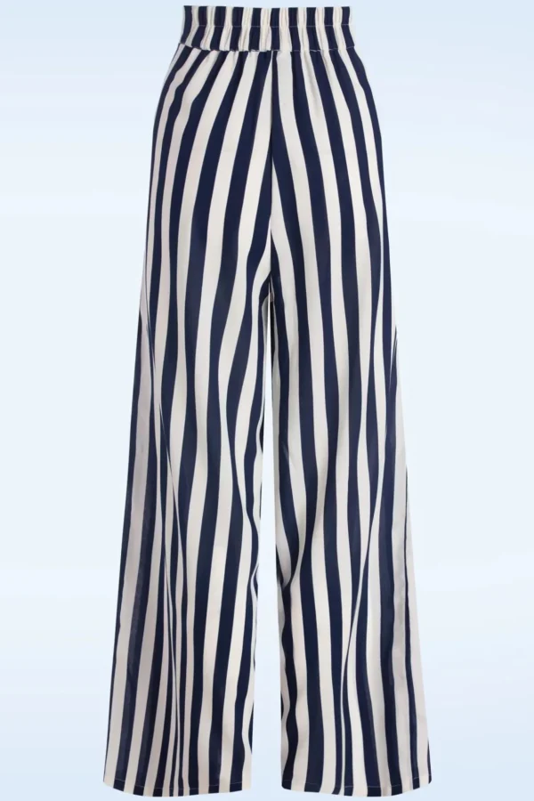 Sally Stripe Pantalon In Marineblauw-Banned Retro Discount