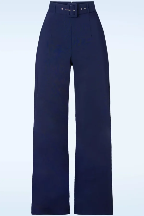 Sasha Pantalon In Marineblauw-Vintage Chic for Topvintage Online