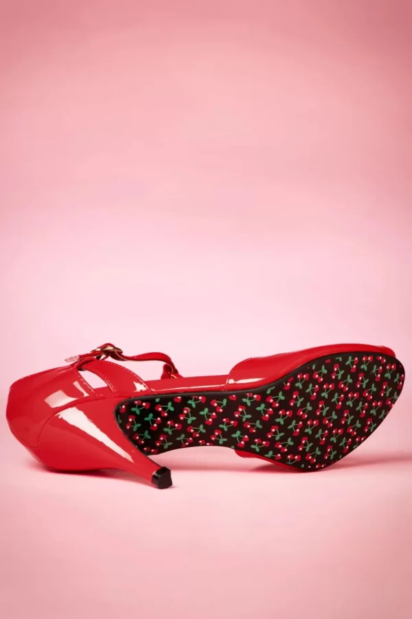 Secret Love-Sandalen In Lippenstiftrood-Banned Retro Fashion