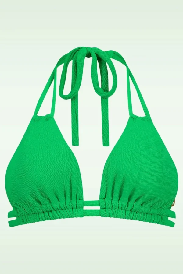 Slide Triangle Bikini Top In Bright Green Relief-TC Beach Hot