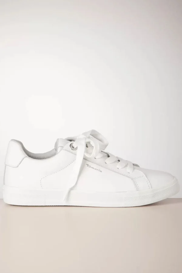 Steffi Lederen Sneakers In Wit-Tamaris Cheap