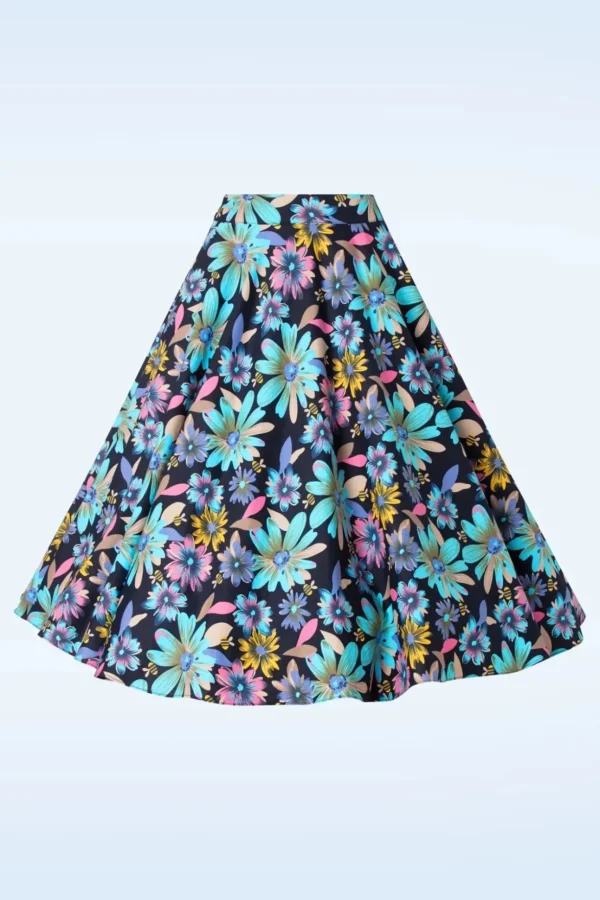 Summer Bee Swing Rok In Marineblauw-Banned Retro Online