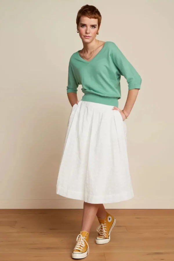 Suzette Rosa Broderie Anglaise Rok Met Plooien In Wit-King Louie Sale