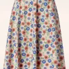 Sweet Floral Swing Rok In Creme-Banned Retro Shop