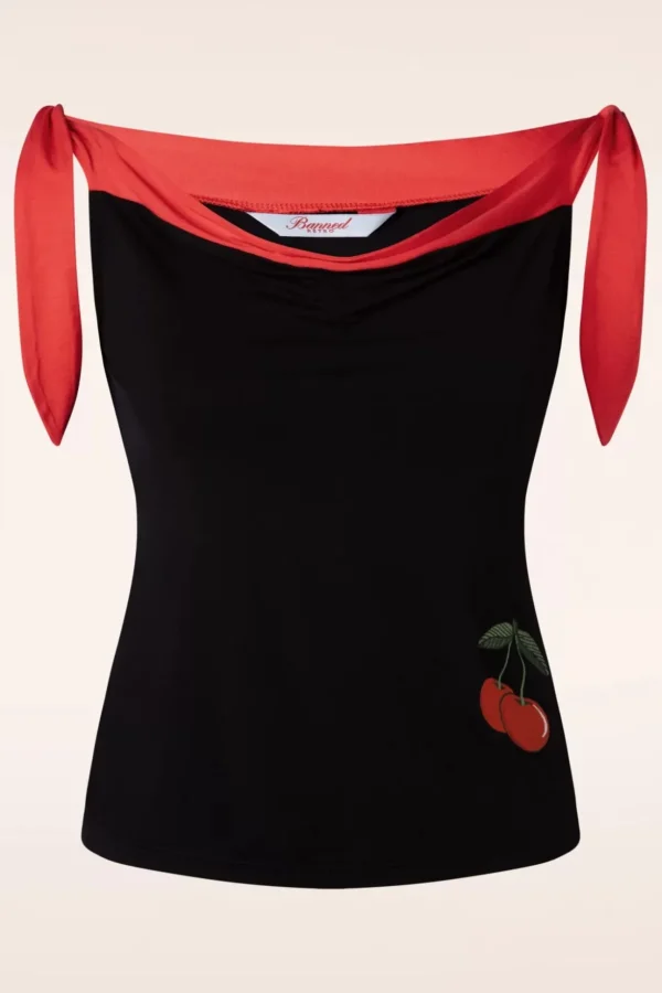 Sweet Summer Top In Zwart En Rood-Banned Retro Online