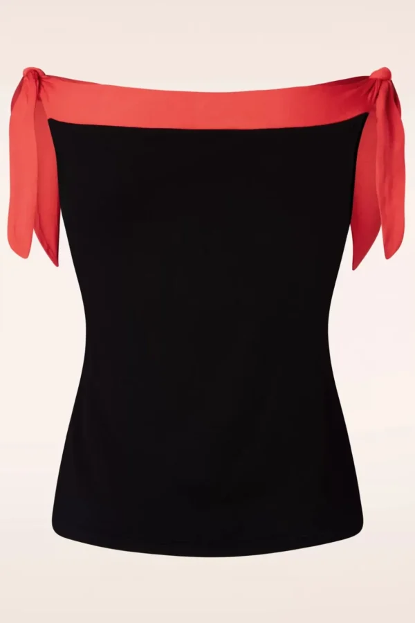 Sweet Summer Top In Zwart En Rood-Banned Retro Online