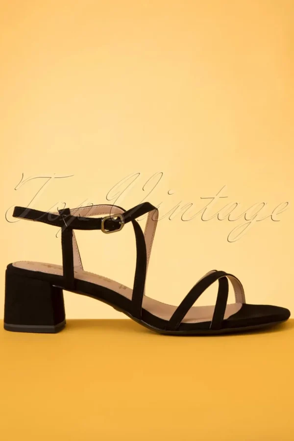 Tara Suedine Sandalen In Zwart-Tamaris Clearance