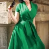 The Emma Swing Jurk In Smaragdgroen-Vintage Diva Best