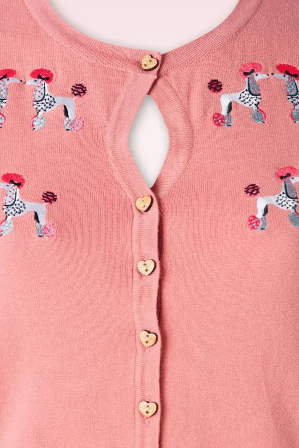 The Kissing Poodles Cardigan In Roze-Banned Retro Best Sale