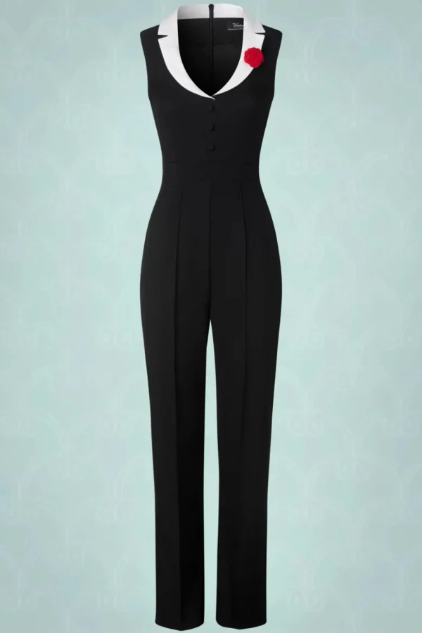 The Luchia Jumpsuit In Zwart-Vintage Diva Flash Sale