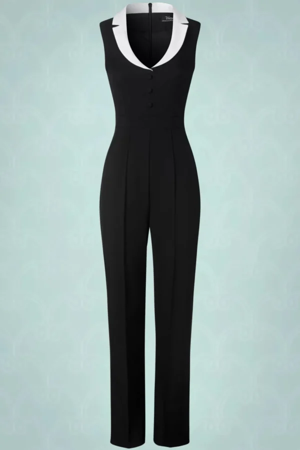 The Luchia Jumpsuit In Zwart-Vintage Diva Flash Sale