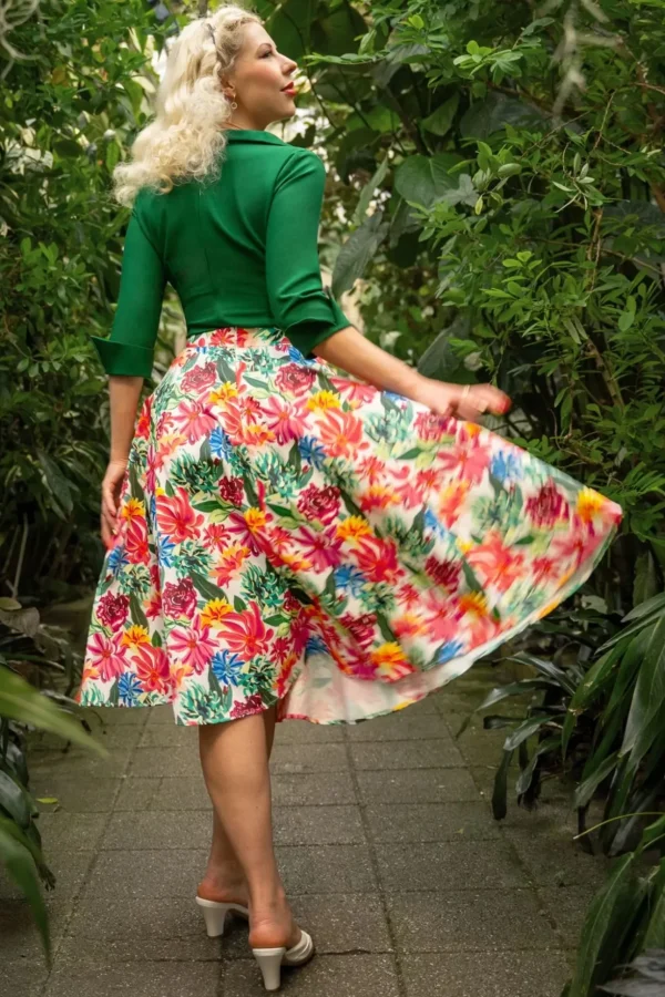 Topvintage Exclusief ~ Adriana Flower Swing Rok In Multi-Topvintage Boutique Collection Online