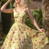 Topvintage Exclusive ~ Eliane Floral Swing Jurk In Lichtgeel-Topvintage Boutique Collection Best Sale