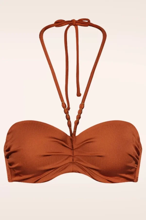 Treasure Padded Bikini Top In Cederhout Bruin-Cyell Hot