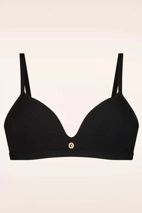 Triangle Bikinitop In Black Rib-TC Beach Best