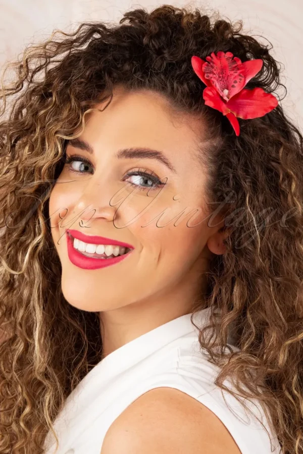 Tropical Vibes Haarbloemclip In Rood-Topvintage Boutique Collection Cheap