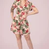 Tropische Flamingo Button Up Playsuit In Licht Roze-Vixen Cheap