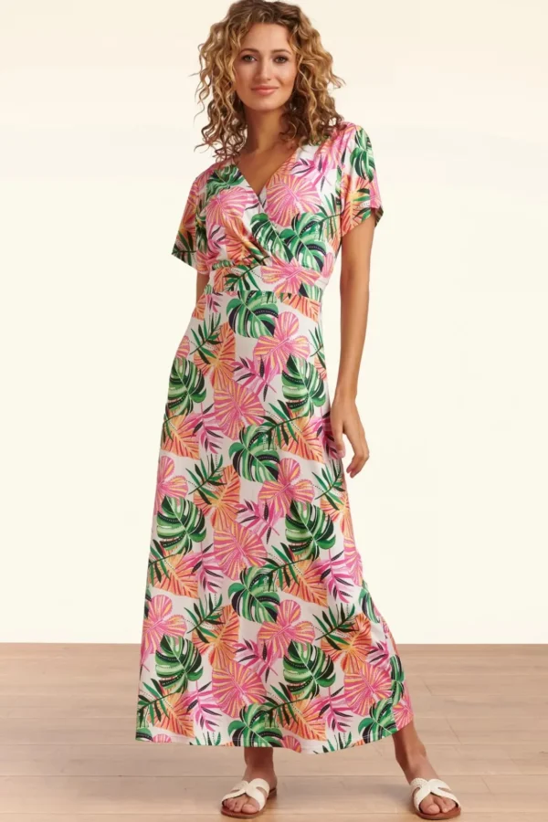 Tropische Maxi Jurk In Wit-Smashed Lemon Best Sale