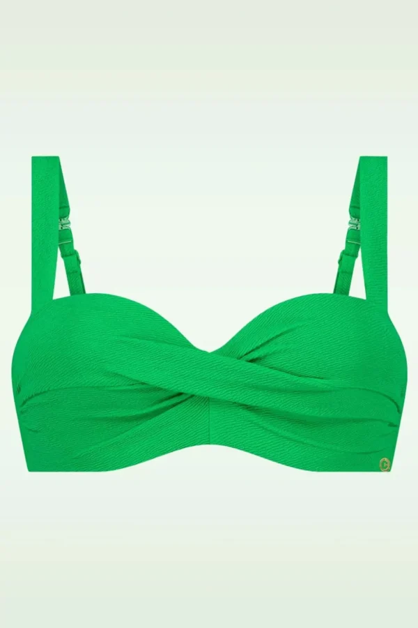 Twisted Bikinitop In Bright Green Relief-TC Beach Shop