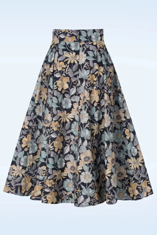 Vania Lee Floral Skirt In Navy-Miss Candyfloss Clearance