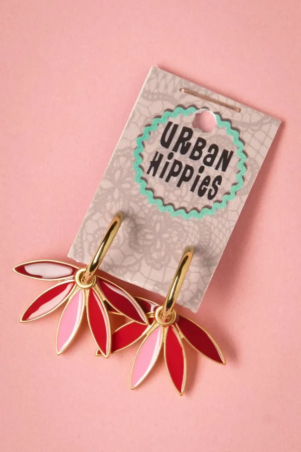 Vergulde Gemma Oorbellen In Rood-Urban Hippies Shop