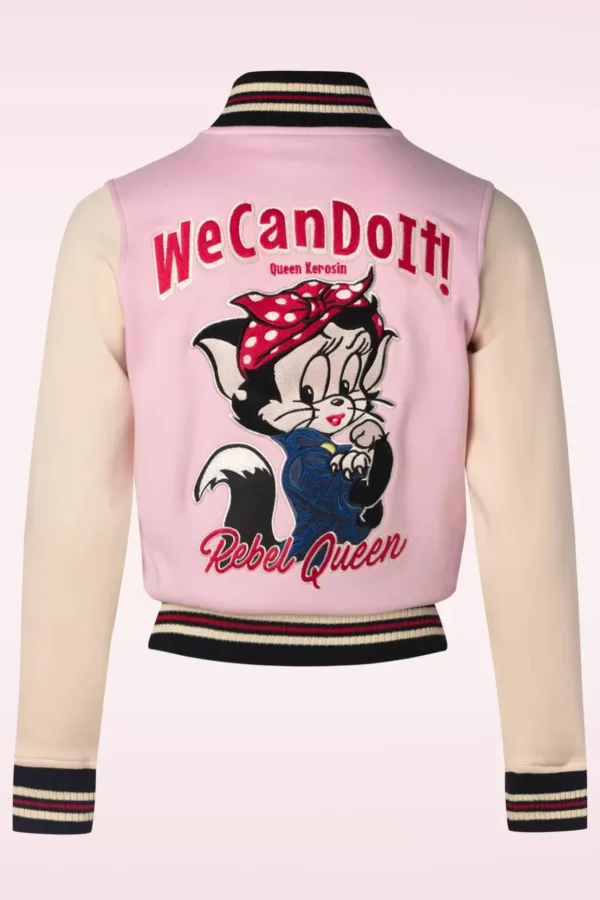 We Can Do It College Sweat Jacket In Lichtroze-Queen Kerosin Shop