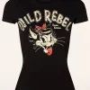 Wild Rebel T-Shirt In Zwart-Queen Kerosin Cheap