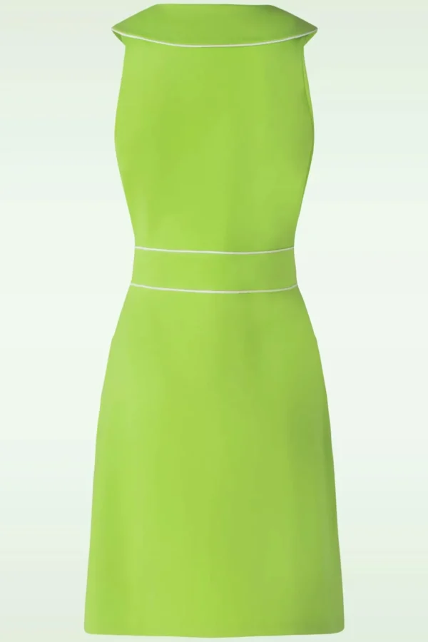 Zip Front Collared Sleeveless Jurk In Groen-Vixen Fashion